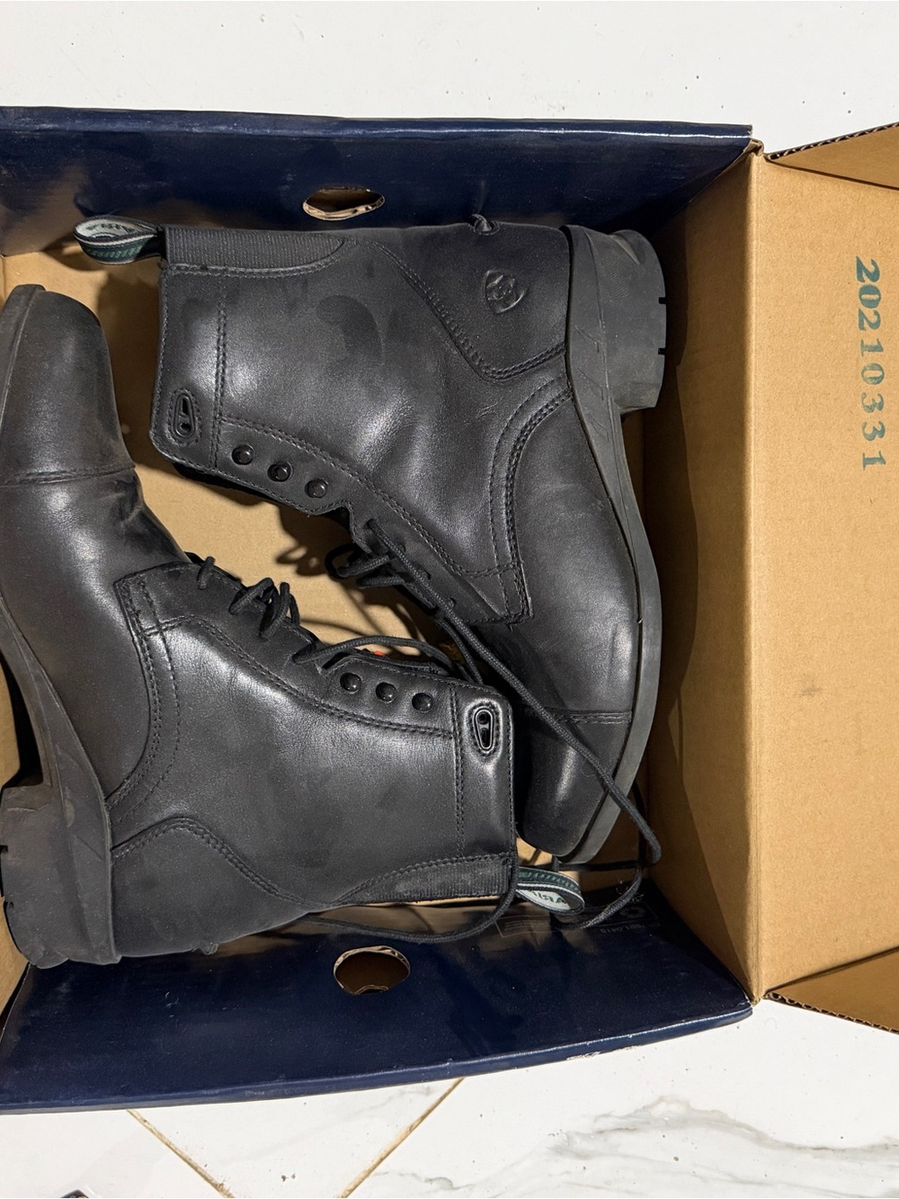 Ariat Black Leather Lace-Up Ankle Booties